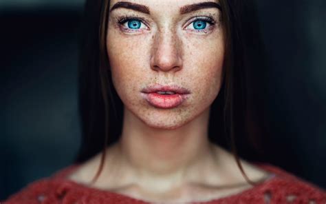 1030955 face women model portrait blue eyes brunette photography closeup blue freckles