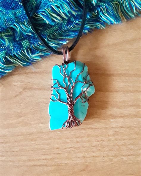 Copper Wire Tree Of Life Turquoise Howlite Aventurine Stone Heart