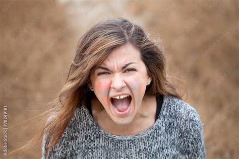 Angry Girl With Painted Face Stock Foto Adobe Stock