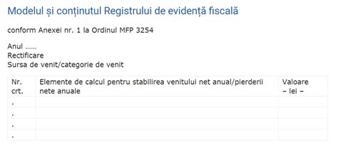 Registru Evidenta Fiscala Pfa Model Editabil Cursuri Online