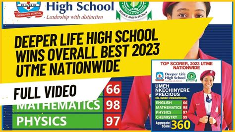 Deeper Life High School Student Wins 2023 Overall Jamb Utme Nationwide