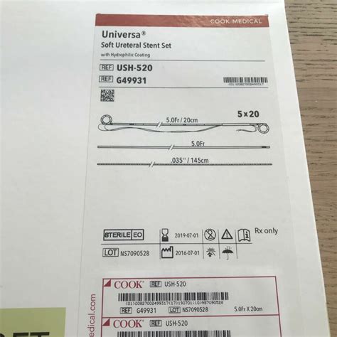 New Cook G49931 Universa Soft Ureteral Stent Set With Hydrophilic