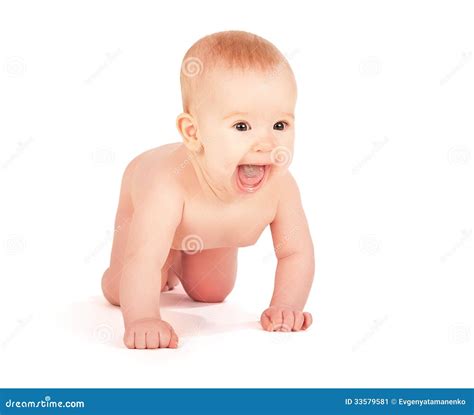 Bebé desnudo feliz aislado imagen de archivo Imagen de sano