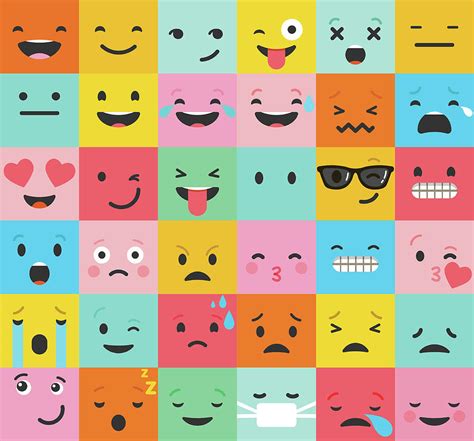 Flat Set Of Colorful Emoticon Stickers Free Vector Riset