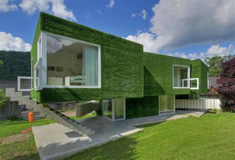 Green Roof House Minimalist House Design Green House Design