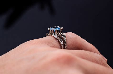 Elven Fairy Twig Engagement Ring In 14k White Gold With Square Etsy