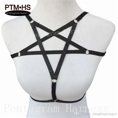 pentagram harness womens bondage crop tops body harness cage bra elastic adjust strappy frame