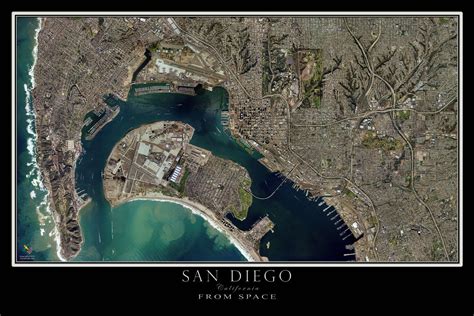 The San Diego And Coronado California Satellite Poster Map