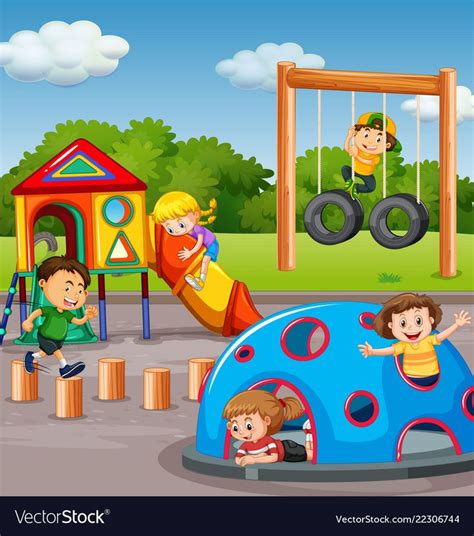 Kids Playing In Playground Royalty Free Vector Image Art For Kids