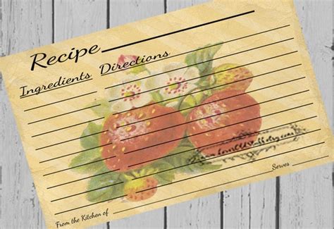 Strawberry Recipe Cards 4x6 Printable By Lovesoldstuff On Etsy