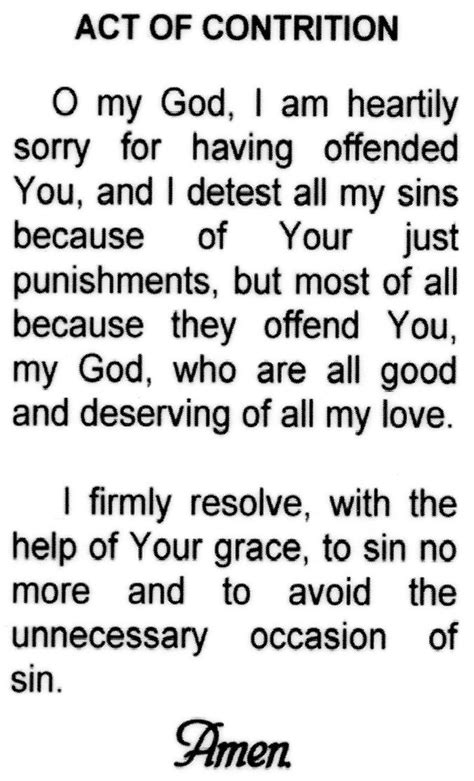 But most of all because they offend thee, my god,who are all good and deserving of all my love. ACT OF CONTRITION Holy card Prayer card Pack of 25 | Etsy