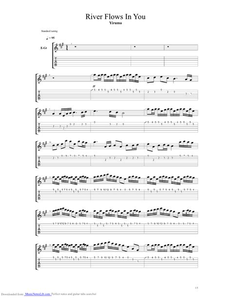 Tabs and sheet music search engine. River Flows In You guitar pro tab by Yiruma ...