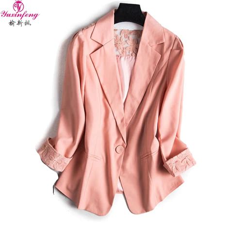 Yuxinfeng Spring Slim Fashionable Blazer Lady Casual Solid Lace