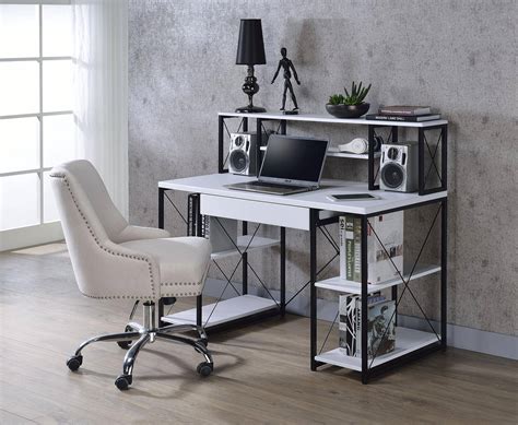 Home Office Computer Desk White Amiel 92879 Acme Modern Industrial