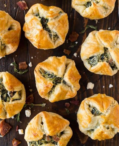 If not baking right away, cover surface of mixture with plastic wrap. Spinach Puffs with Cream Cheese Bacon and Feta