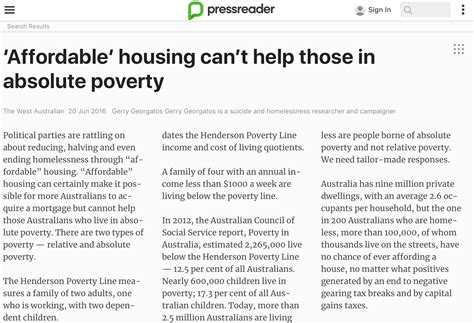 Media Articles Poverty And Homelessness