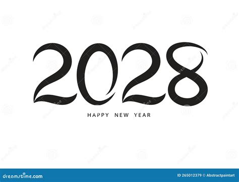 2028 Happy New Year Black Color Vector 2028 Number Design 2028 Year