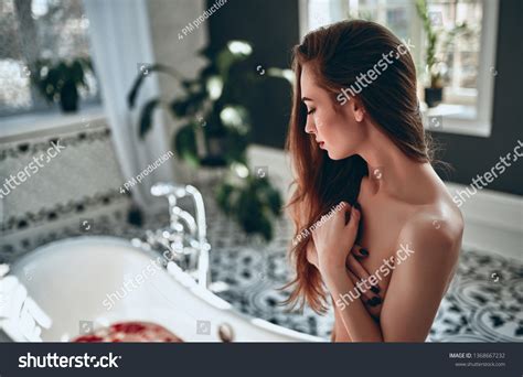 Attractive Sexy Woman Lying Naked Bath Stock Photo 1368667232