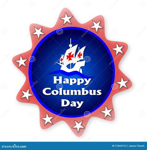Happy Columbus Day Blue Banner Stock Illustration Illustration Of