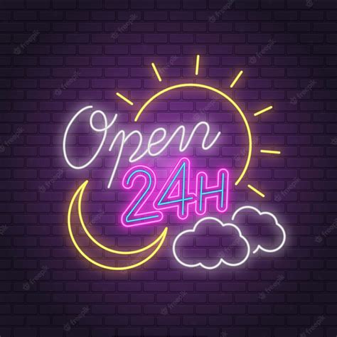 Premium Vector Colorful Neon Open 24 Hours Sign
