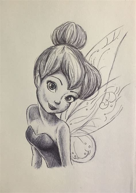 Pen Drawing Of Tinkerbell Disney Character Drawings Disney Drawings