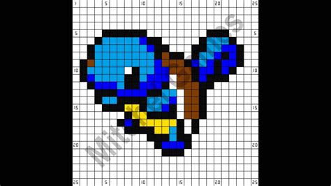 Minecraft Pokémon Squirtle 25x25 Pixel Template Pixel Art