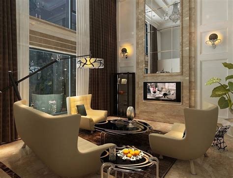 Duplex Living Room Design Villa Pillars Cute Homes 40024