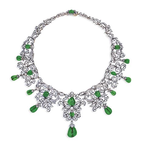 Early 20th Century Emerald And Diamond Necklace Christies