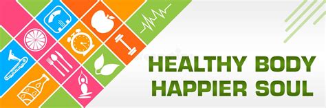 Healthy Body Happier Soul Health Symbols Colorful Left Triangles Stock