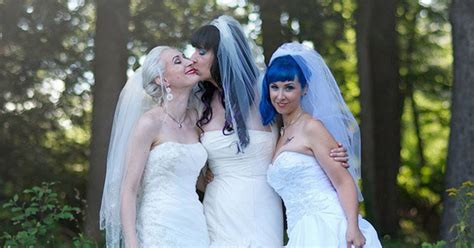 Here Come The Brides The Worlds First Married Lesbian Threesome Celebrate Their Love Daily Star