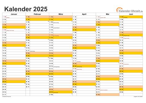 Excel Kalender 2025 Kostenlos