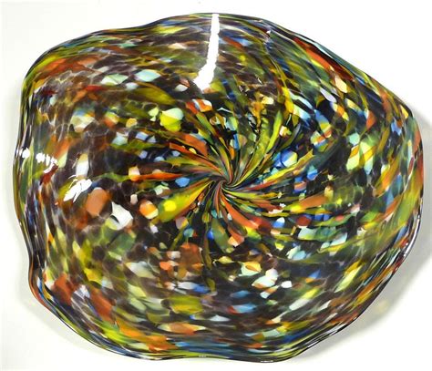 16 Hand Blown Glass Art Wall Bowl Platter End Of Day Etsy