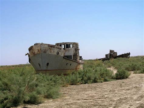 Orphaned Ships In The Former Aral Sea Harbor Of Mo‘ynoq Uzbekistan