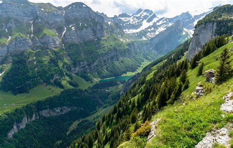Wallpaper Nature Mountains Lake Switzerland Forest Alps Landscape