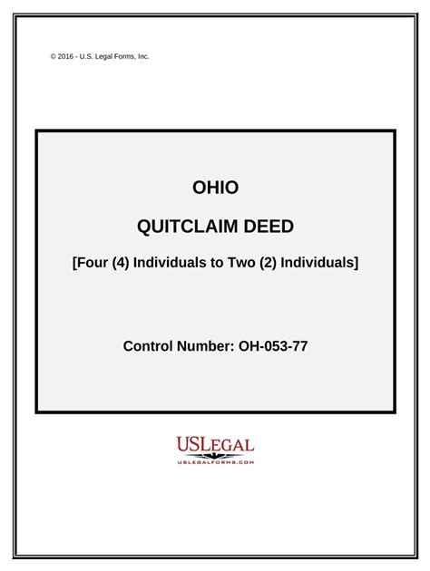 Quitclaim Deed From Four Individuals To Two Individuals Ohio Form