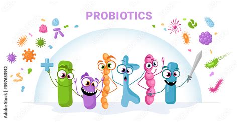 Funny Characters Probiotics Protect Against Viruses And Bacteria