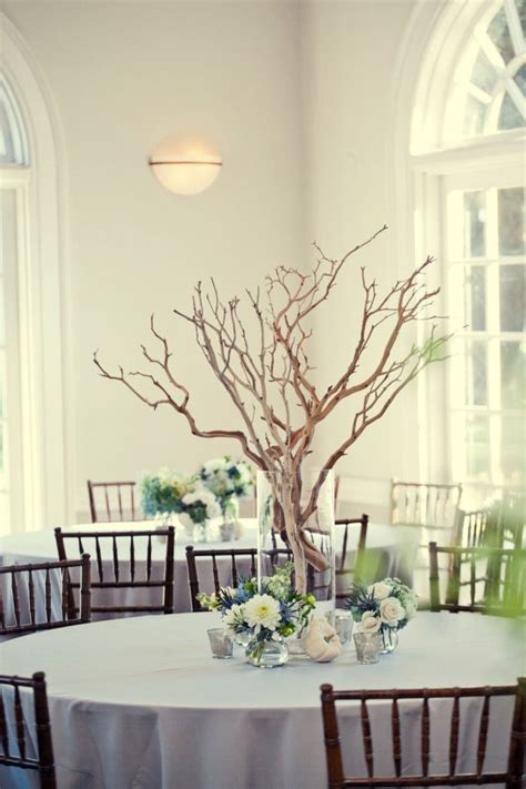 Beach Wedding Tree Centerpiece Made With Branches Tulle And Chantilly Wedding Blog