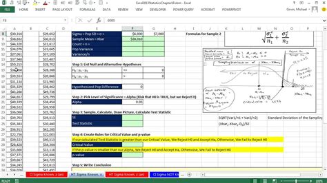 Hypothesis tests use sample data to infer properties of entire by using a formula in excel, you can easily calculate the difference between means. Excel 2013 Statistical Analysis #65: Hypothesis Testing ...