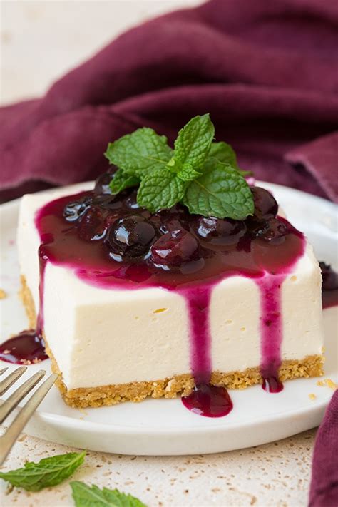 No Bake Cheesecake Bars With Fresh Blueberry Sauce Cooking Classy