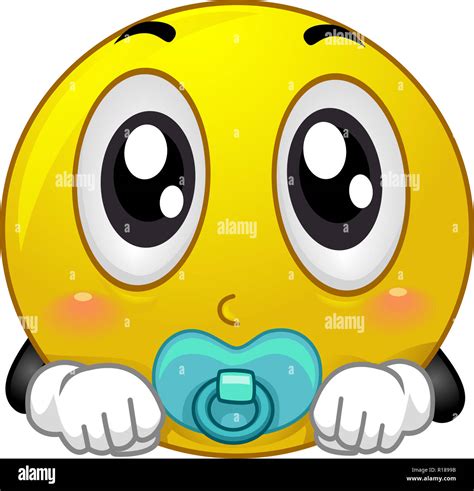 Illustration Of A Smiley Baby Mascot With A Pacifier On Its Mouth Stock