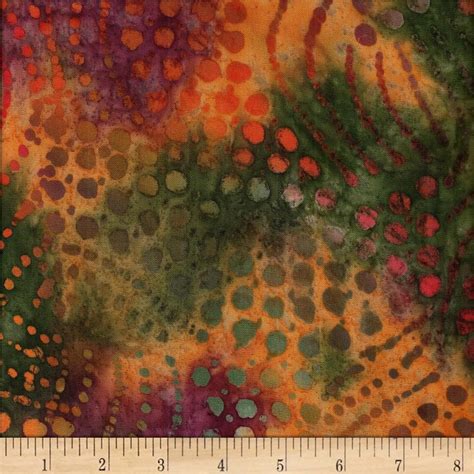 Hudson Bay Challis Floral Orangepurplered Batik From Fabricdotcom
