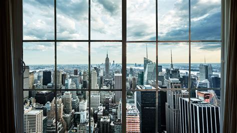 New York View Office Space Financial Concept Zoom Background Lupon