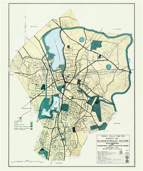 1924 Town Map Of Wakefield Massachusetts Etsy