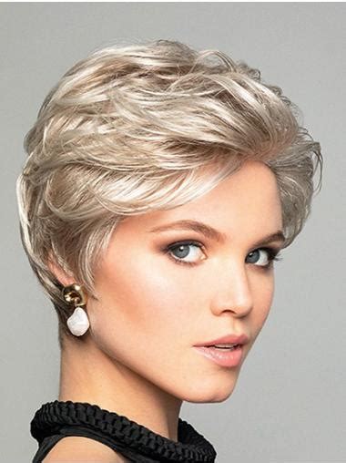 6 short wavy platinum blonde synthetic without bangs fabulous lace front wigs