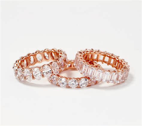Diamonique Rose Gold Choice Of Cut Band Ring 14k Gold Clad