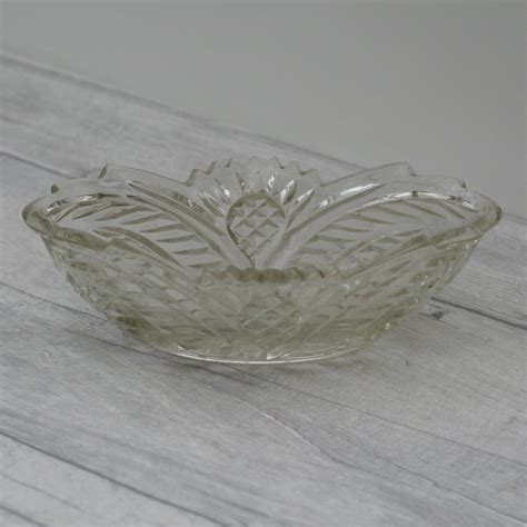 Clear Pressed Glass Serving Bowl Vintage Decorative Serving Dish Pressed Glass Serving Ware