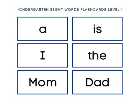 Kindergarten Sight Words Printable Flashcards Instant Etsy