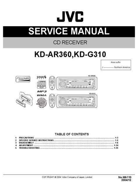 Service Manual Kd Ar360 Kd G310 Pdf Decibel Electrical Connector