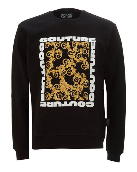 Versace Jeans Couture Mens Baroque Leaf Square Sweatshirt Black Sweat