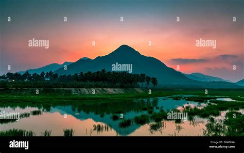 Beautiful Landscape With Mountain Sunset Sky Background In Nagercoil